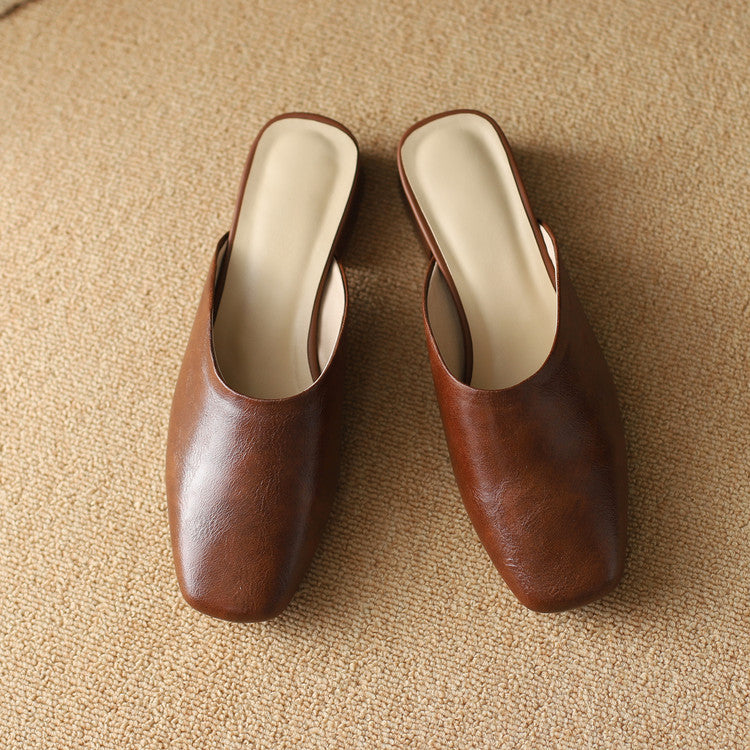 Lera | Mules in vera pelle a punta quadrata