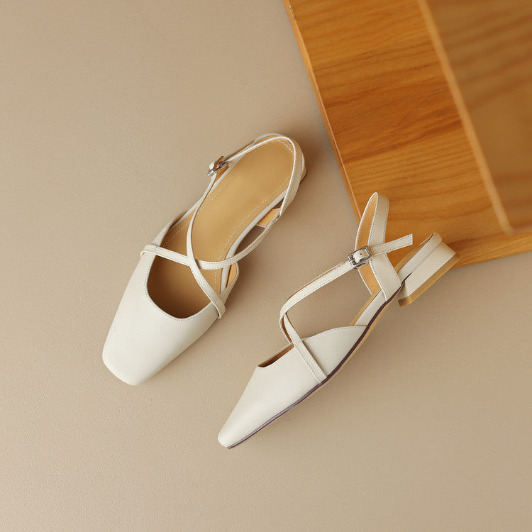 Stella | Slingback in vera pelle a punta quadrata