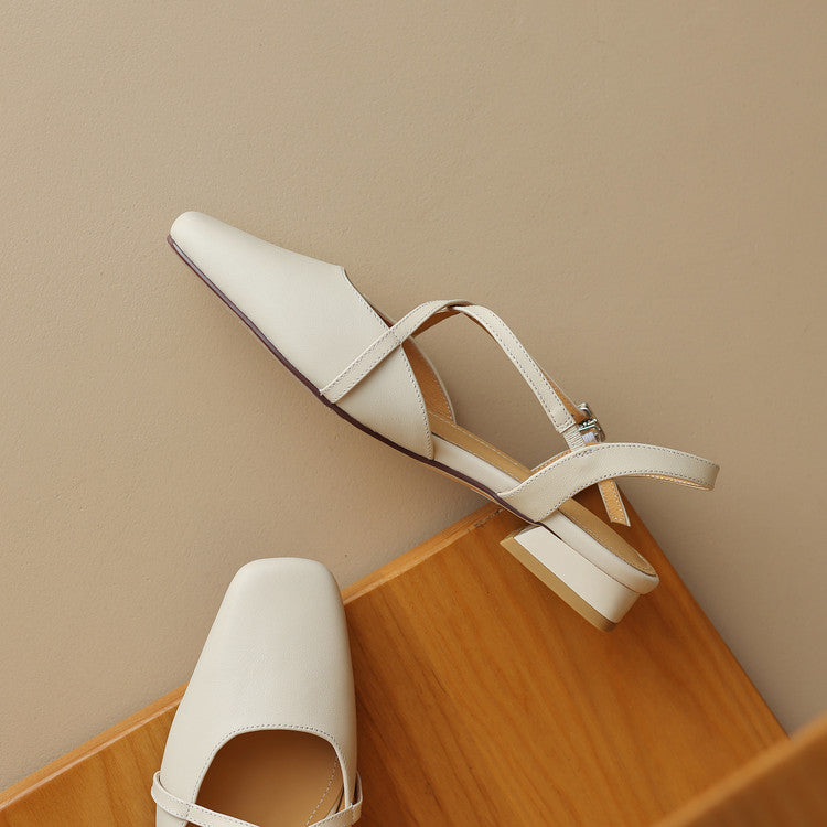 Stella | Slingback in vera pelle a punta quadrata