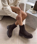 Lania | Chelsea boots effetto scamosciato marrone scuro