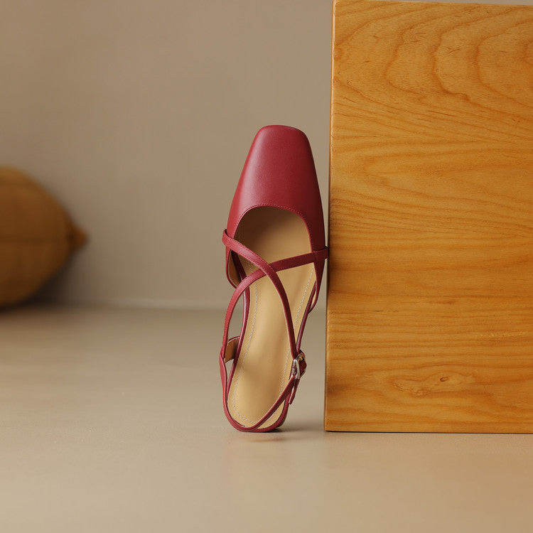 Stella | Slingback in vera pelle a punta quadrata