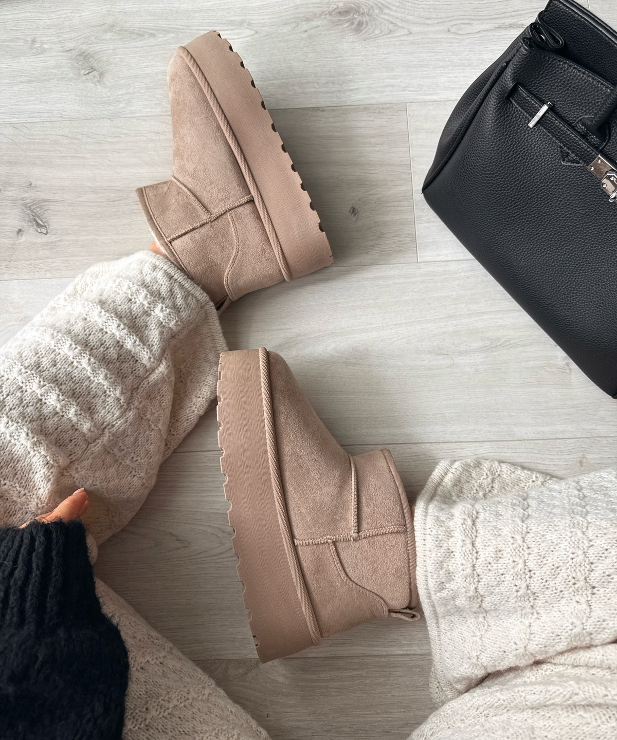 Nina | Stivaletti con plateau foderati cammello