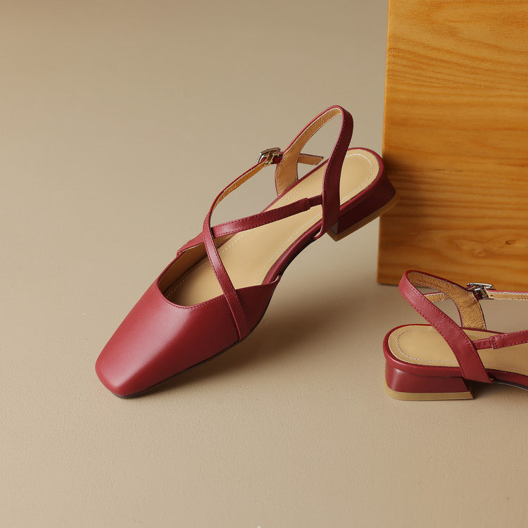Stella | Slingback in vera pelle a punta quadrata