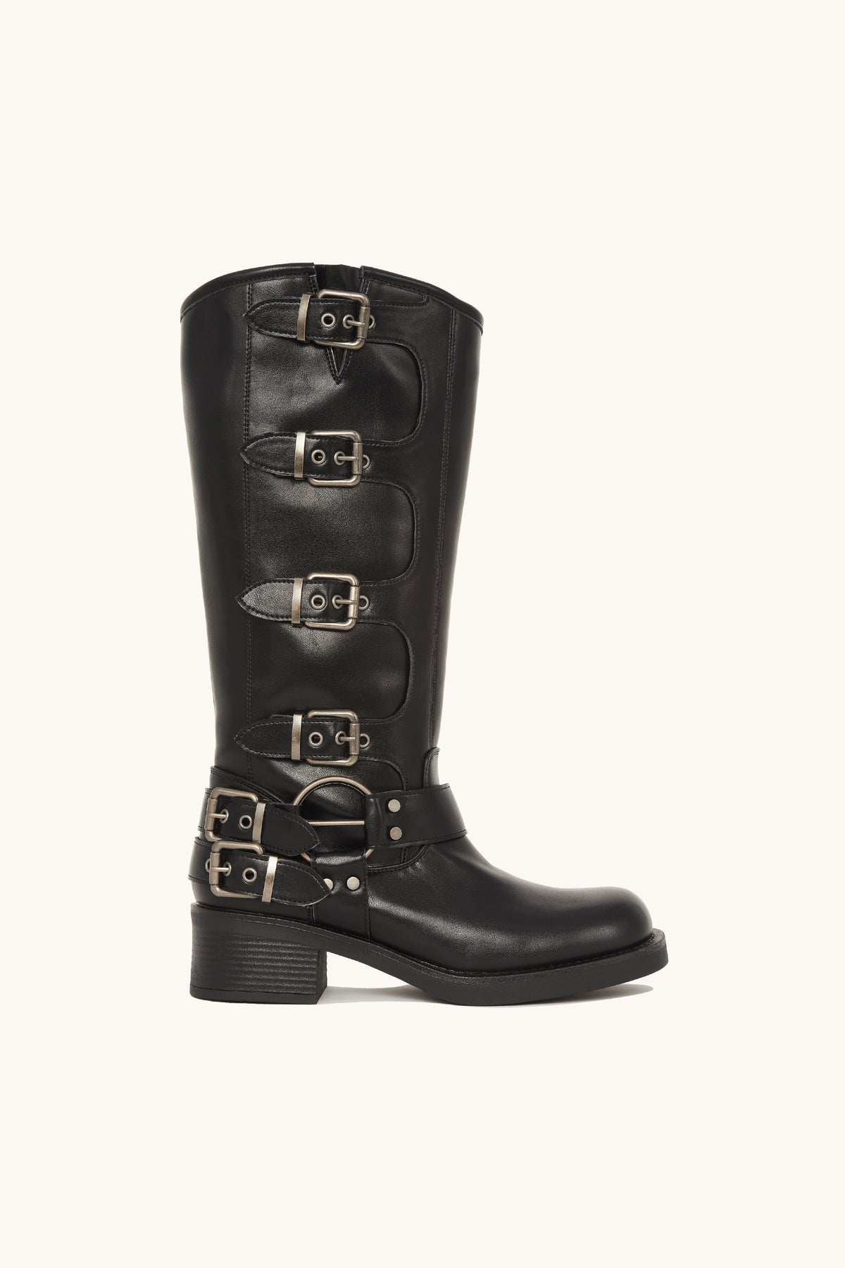 Stivali biker neri con fibbie – Ashley