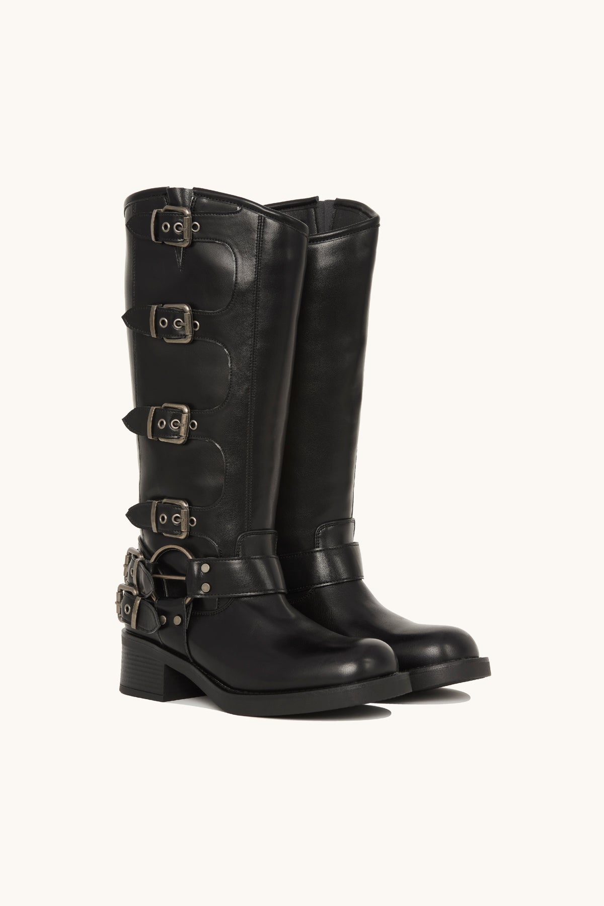 Stivali biker neri con fibbie – Ashley