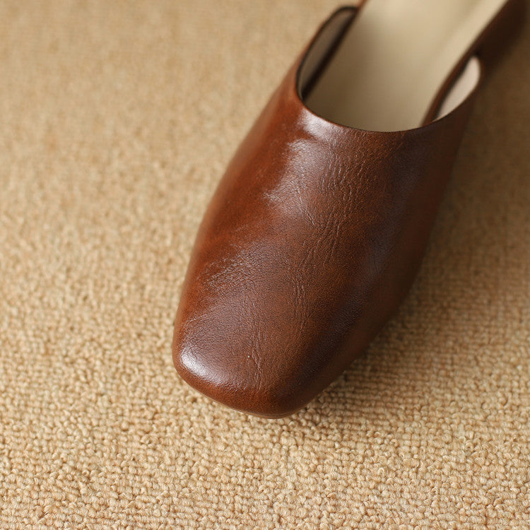 Lera | Mules in vera pelle a punta quadrata