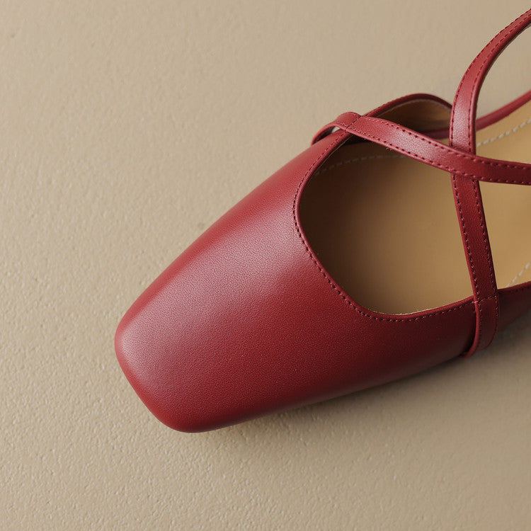 Stella | Slingback in vera pelle a punta quadrata