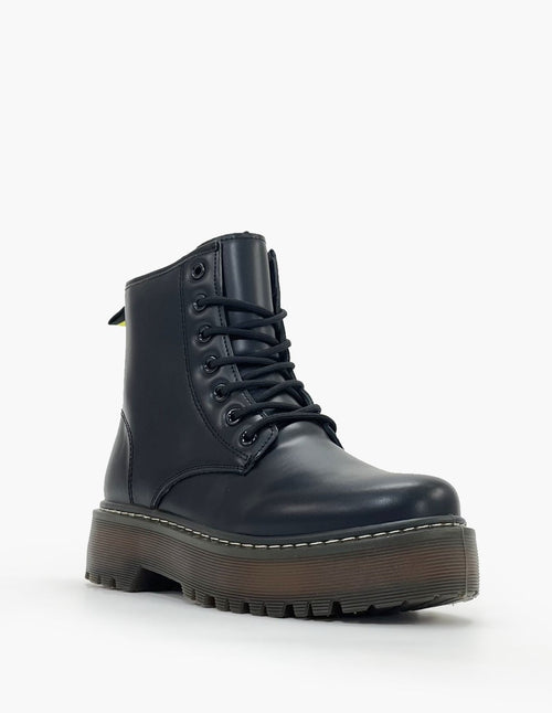Anfibi Militari Neri con Plateau