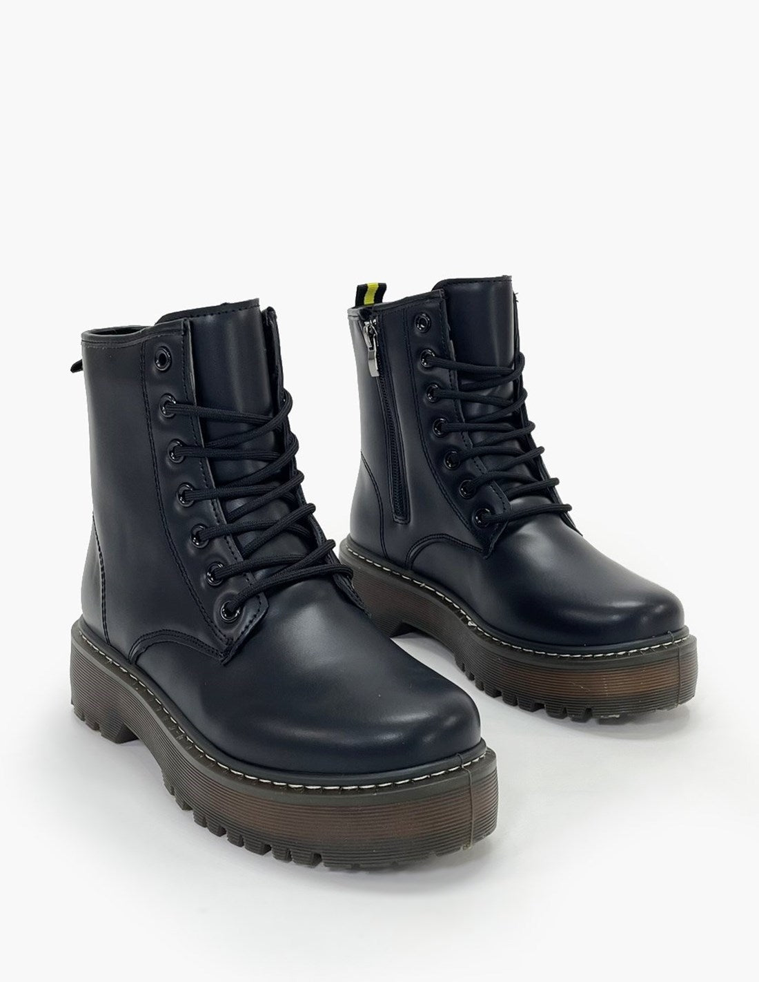 Anfibi Militari Neri con Plateau