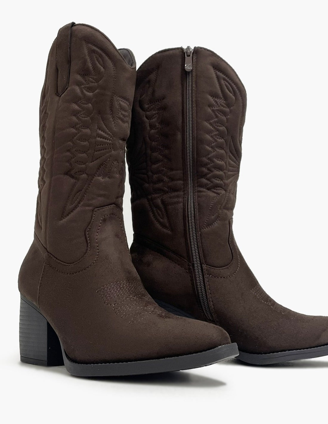 Stivaletti cowboy marroni con tacco 7 cm