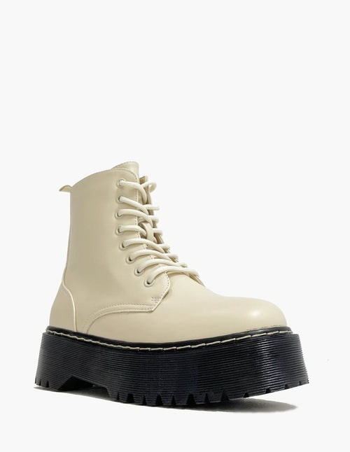 Anfibi Militari Beige con Plateau Nero