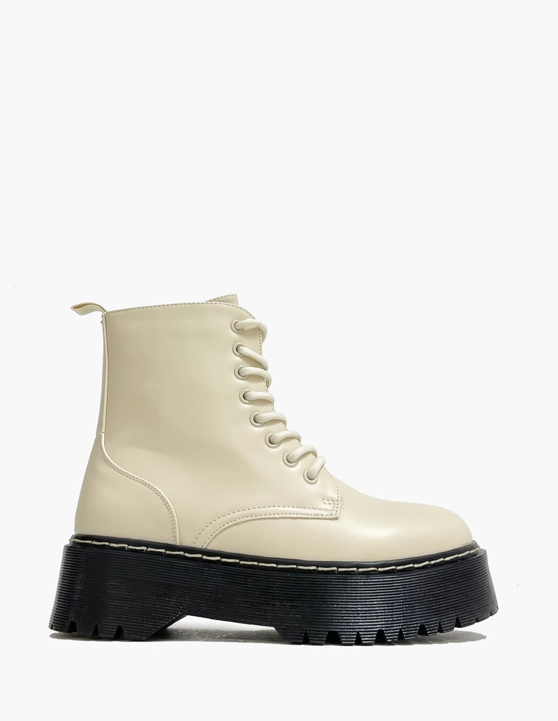 Anfibi Militari Beige con Plateau Nero