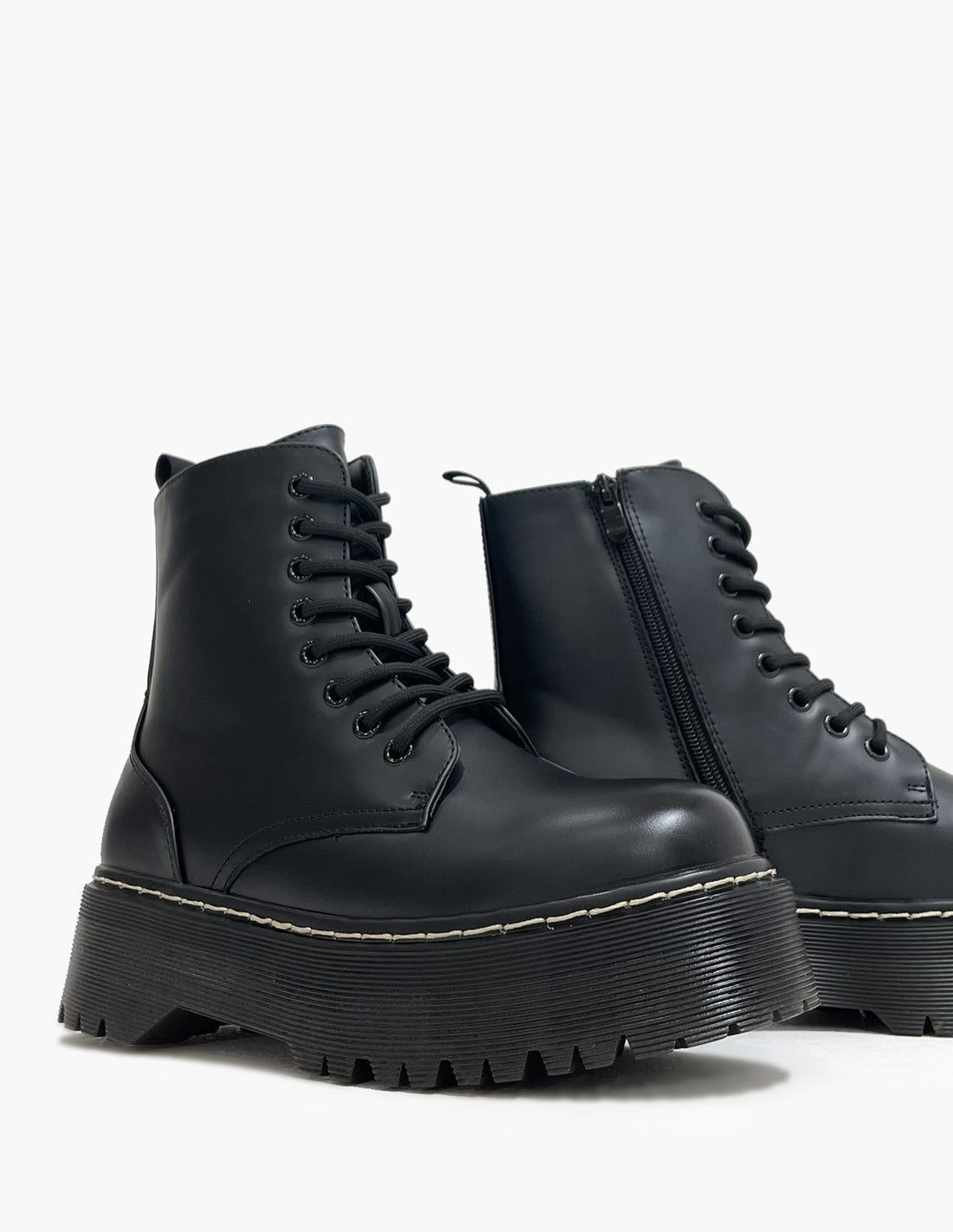 Anfibi Militari Neri con Plateau da 5 cm