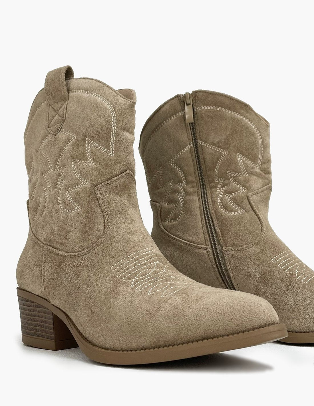 Stivaletti western kaki effetto camoscio