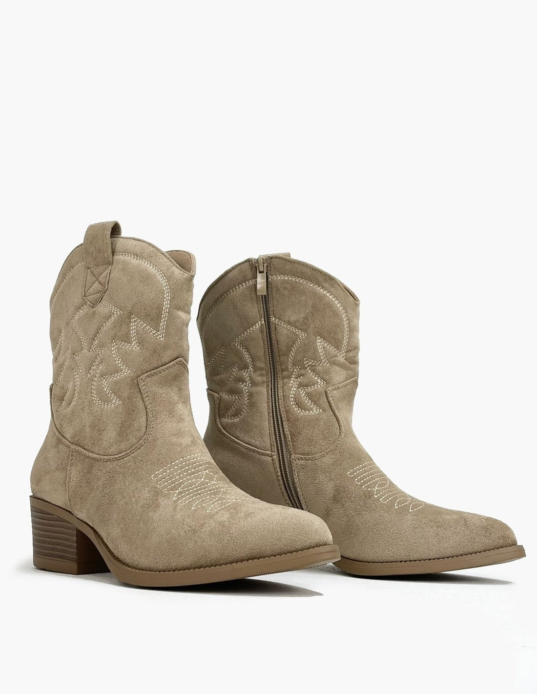 Stivaletti western kaki effetto camoscio