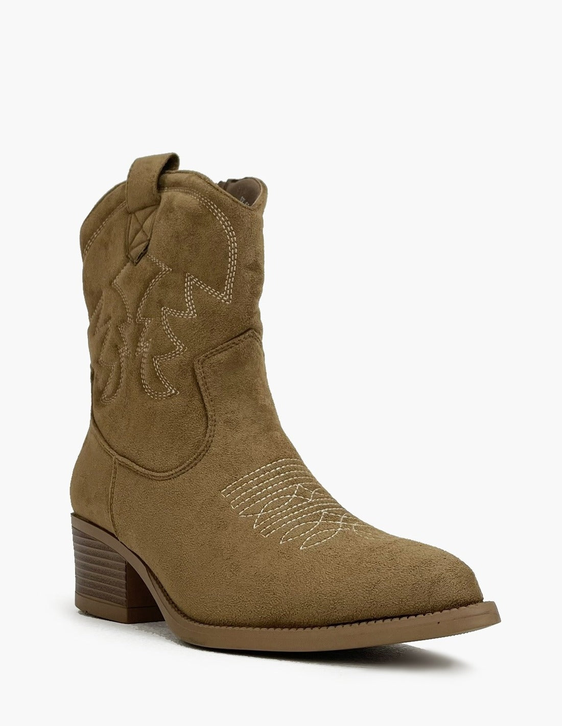 Stivaletti western marroni effetto camoscio