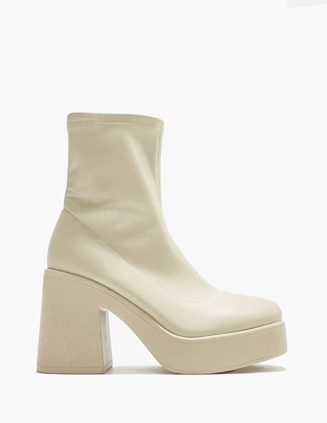 Stivaletti Beige con Tacco Alto e Plateau