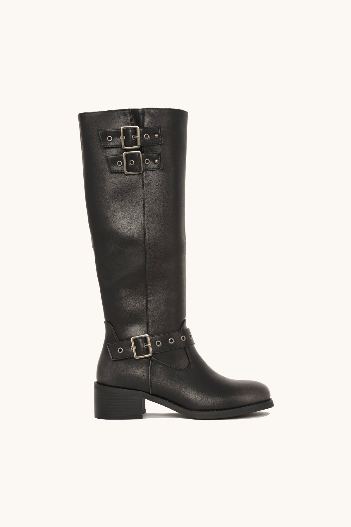 Stivali biker neri con tre fibbie – Maya