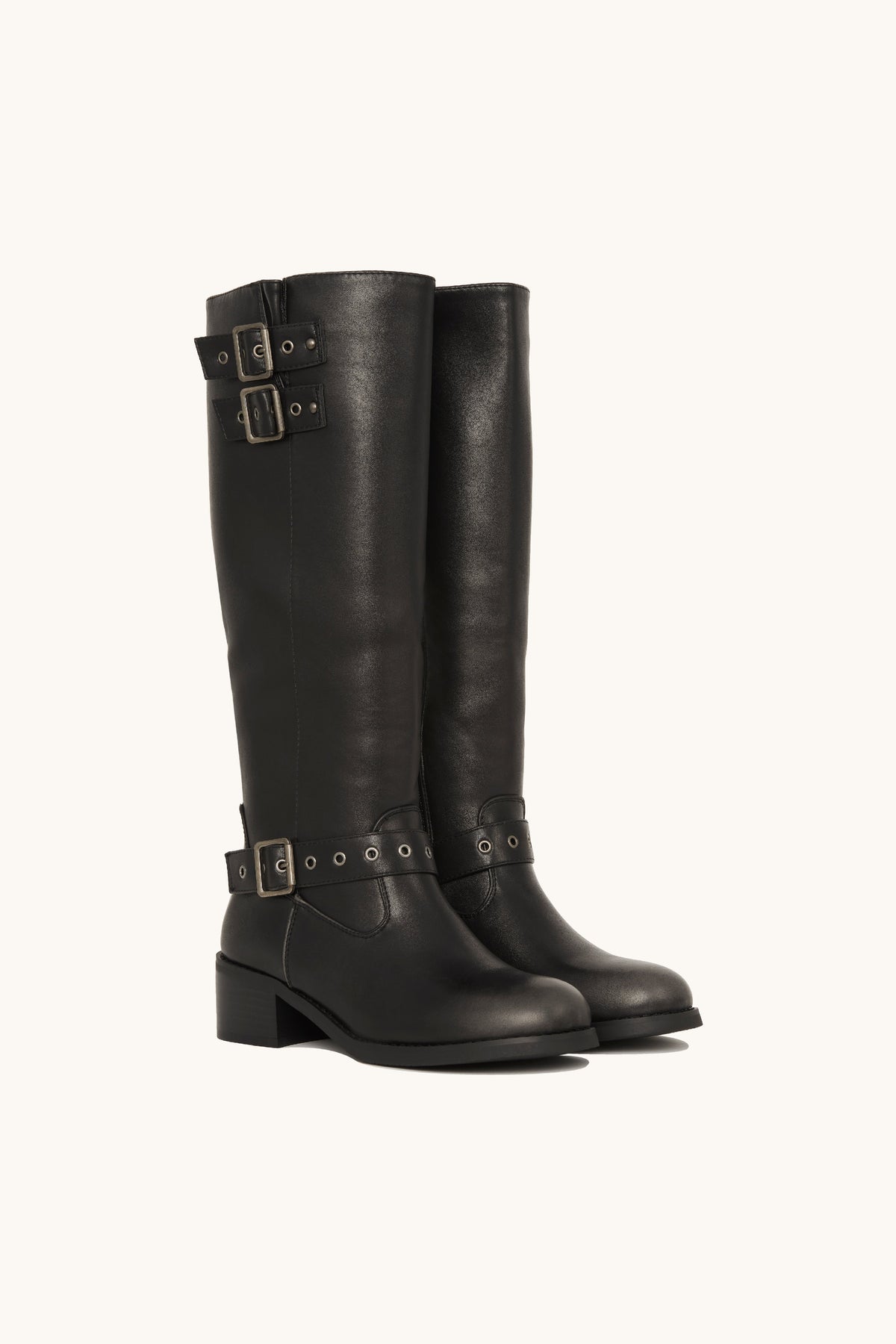 Stivali biker neri con tre fibbie – Maya