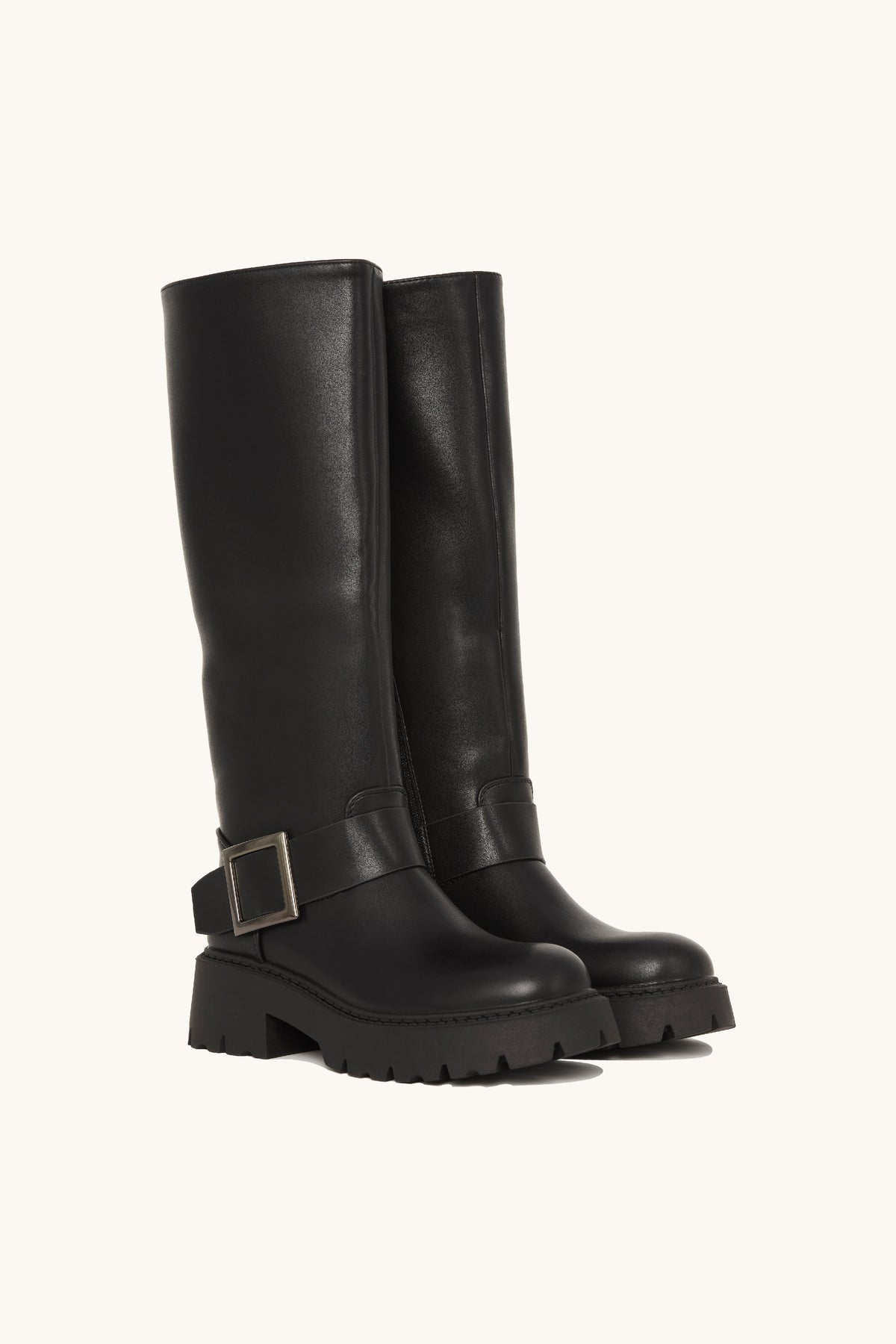 Stivali biker neri con suola carrarmato – Nancy