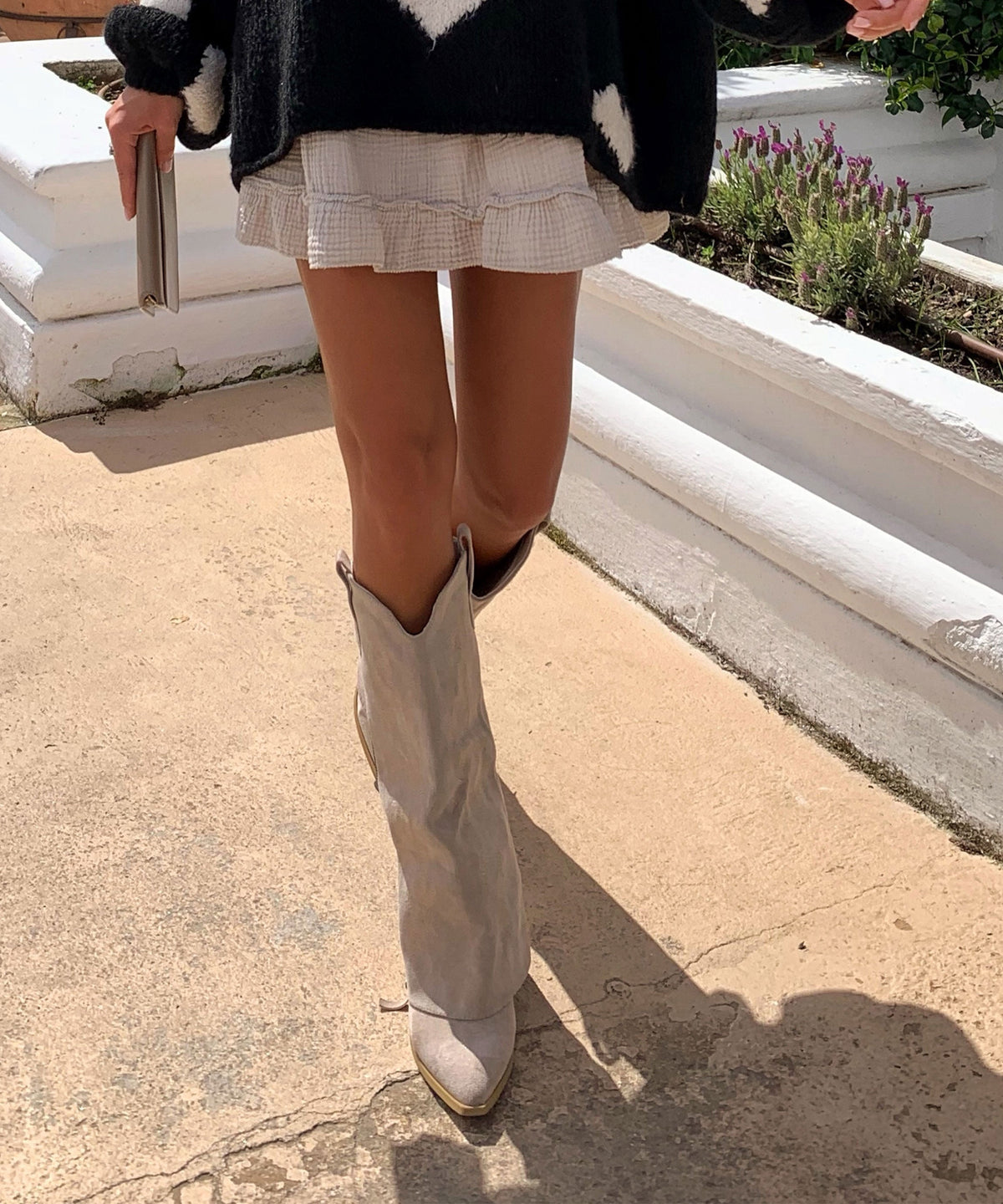 Lavinia | Stivali cowboy con zip beige