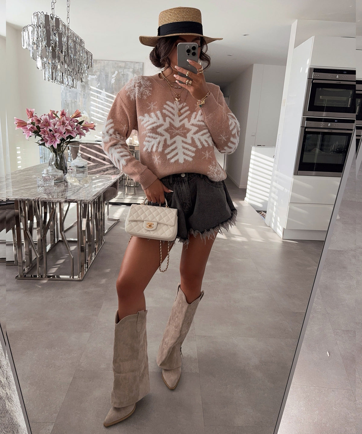 Lavinia | Stivali cowboy con zip beige