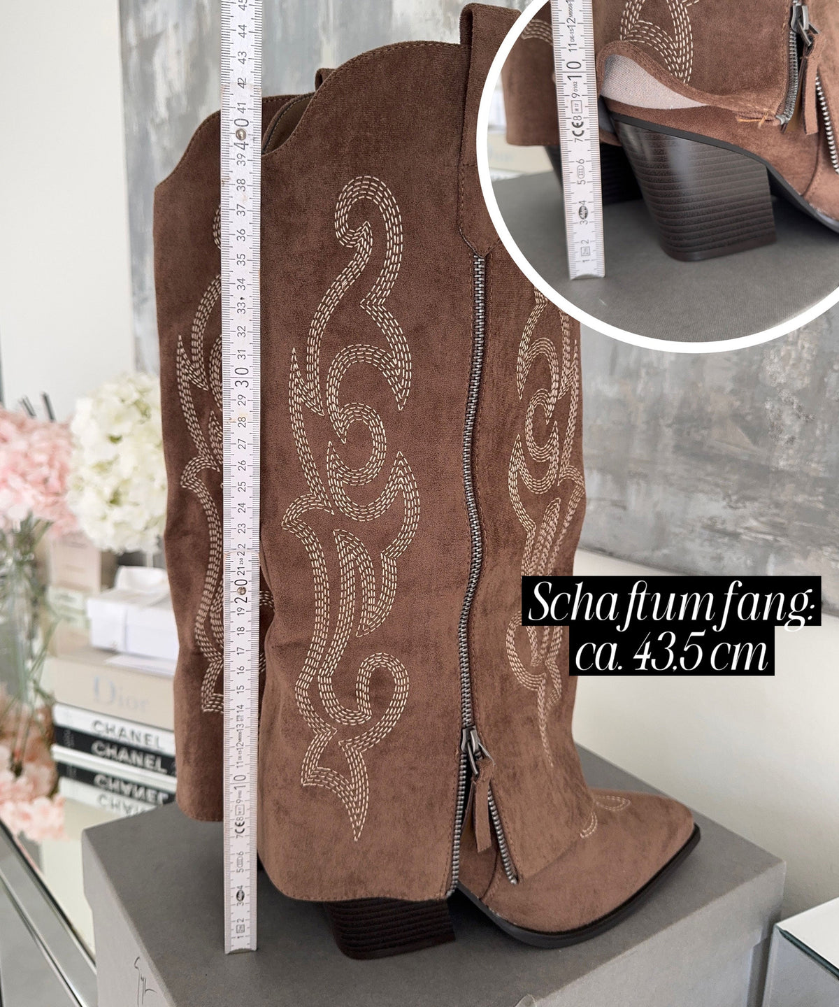 Lavinia | Stivali cowboy con zip marroni