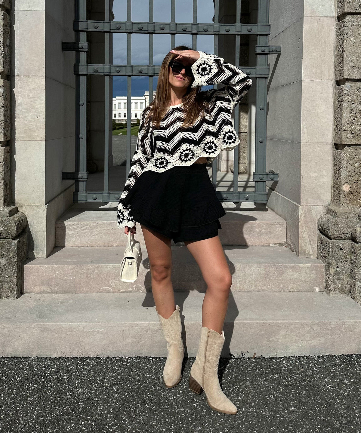 Selenay | Stivali cowboy midi effetto scamosciato beige