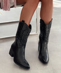 Selenay | Stivali cowboy midi effetto scamosciato neri