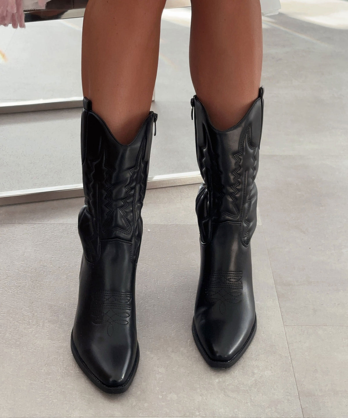 Selenay | Stivali cowboy midi effetto scamosciato neri