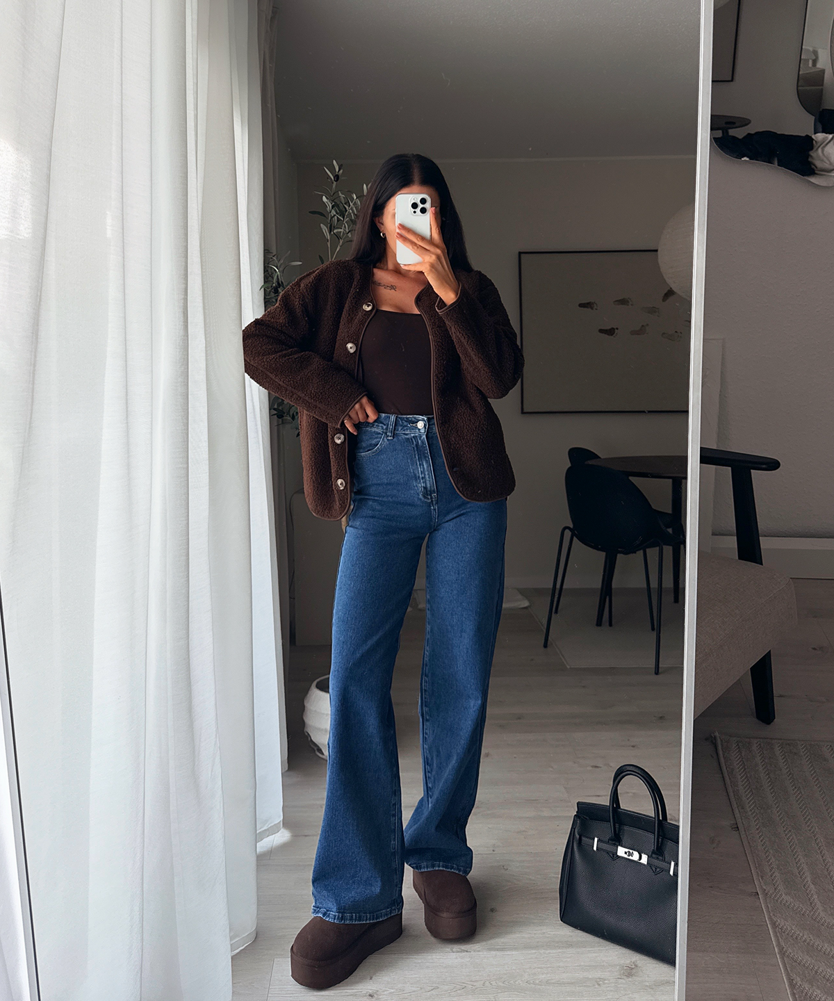Nina | Stivaletti con plateau foderati marrone scuro