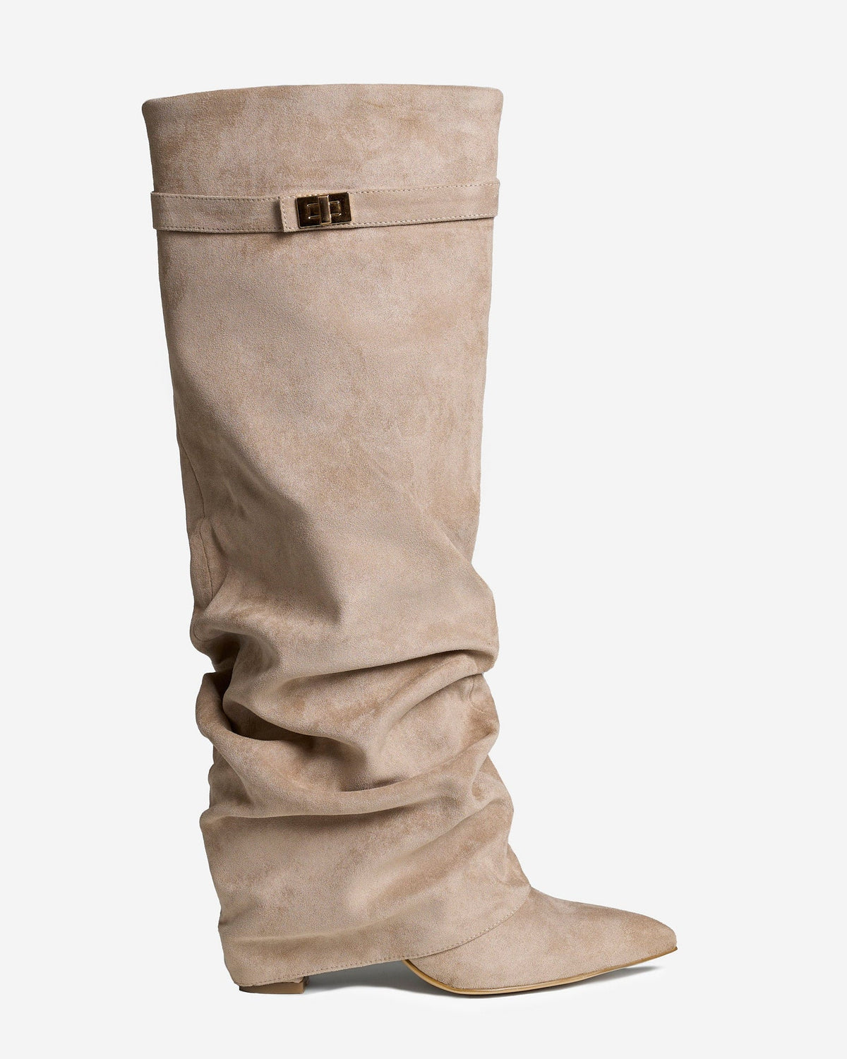 Stivali alti al ginocchio Lavista morbidi in camoscio - Beige