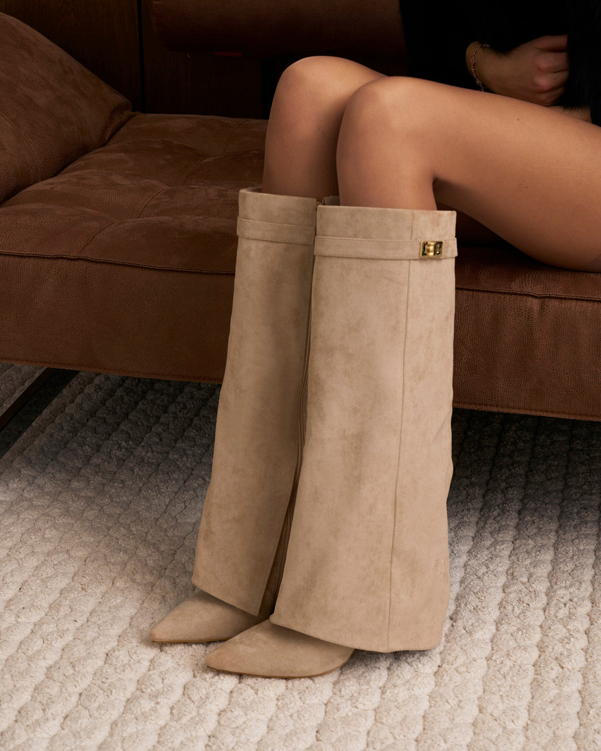 Stivali alti al ginocchio Lavista in camoscio - Beige