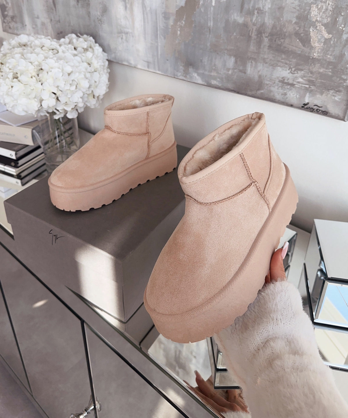 Nina | Stivaletti con plateau foderati beige