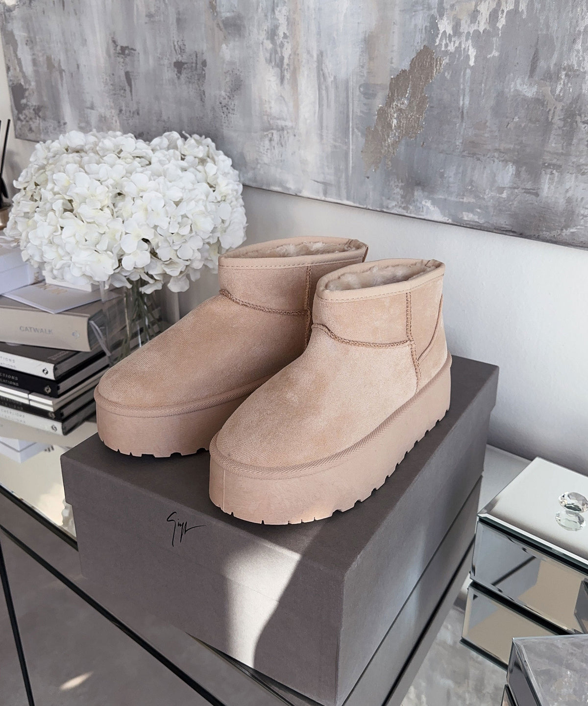Nina | Stivaletti con plateau foderati beige