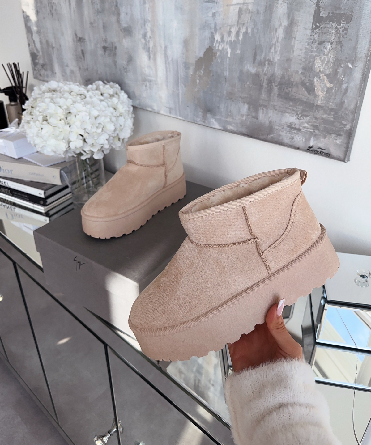 Nina | Stivaletti con plateau foderati beige