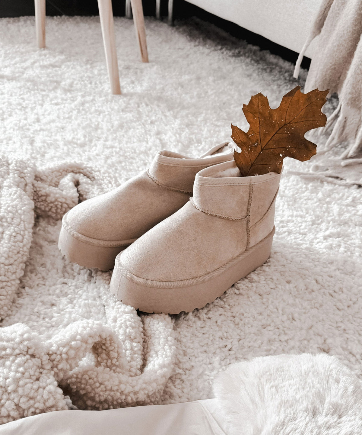 Nina | Stivaletti con plateau foderati beige