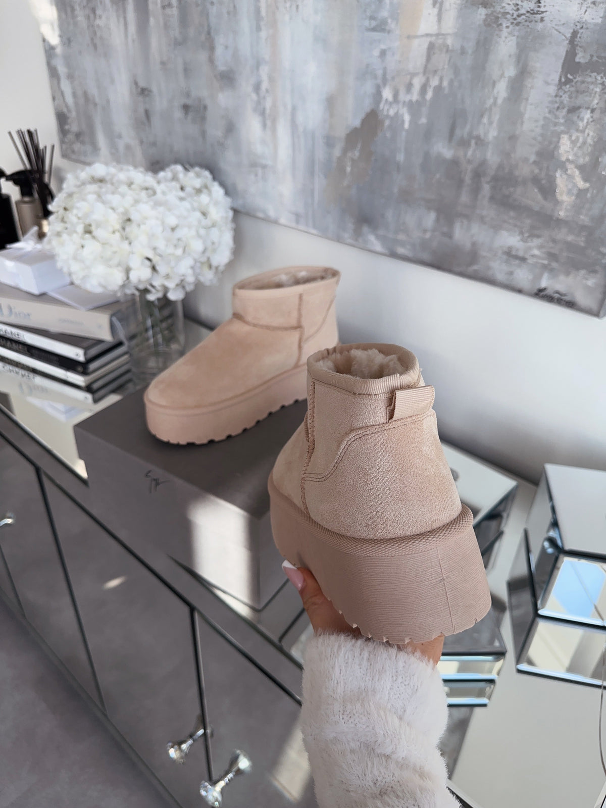 Nina | Stivaletti con plateau foderati beige