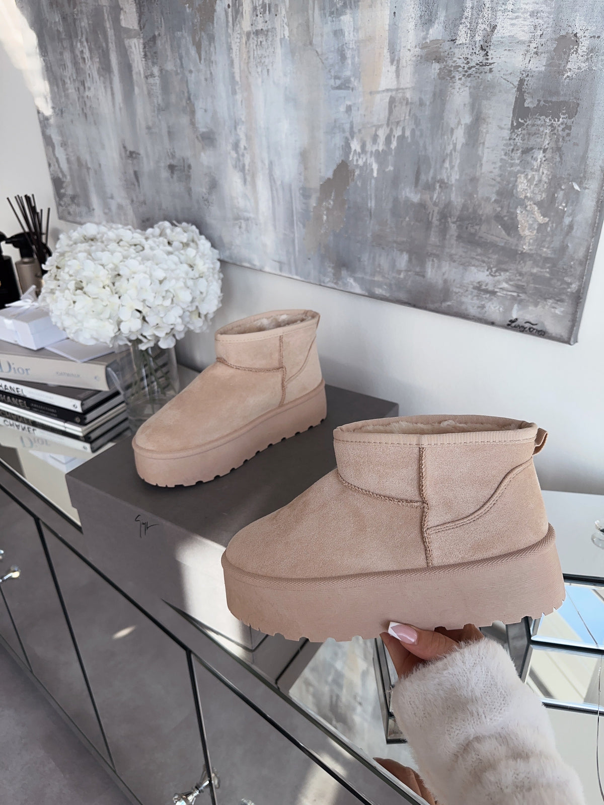 Nina | Stivaletti con plateau foderati beige