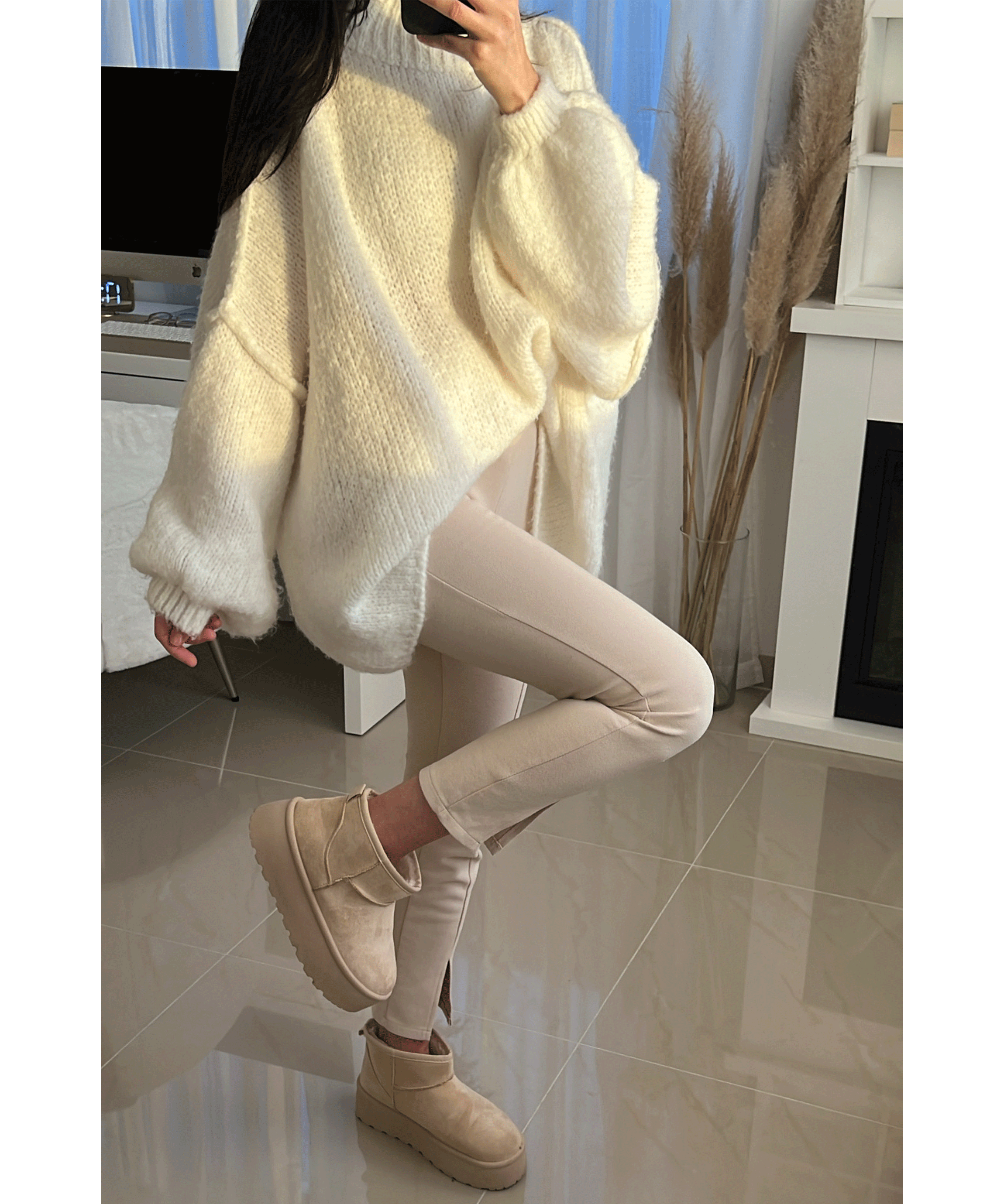 Nina | Stivaletti con plateau foderati beige