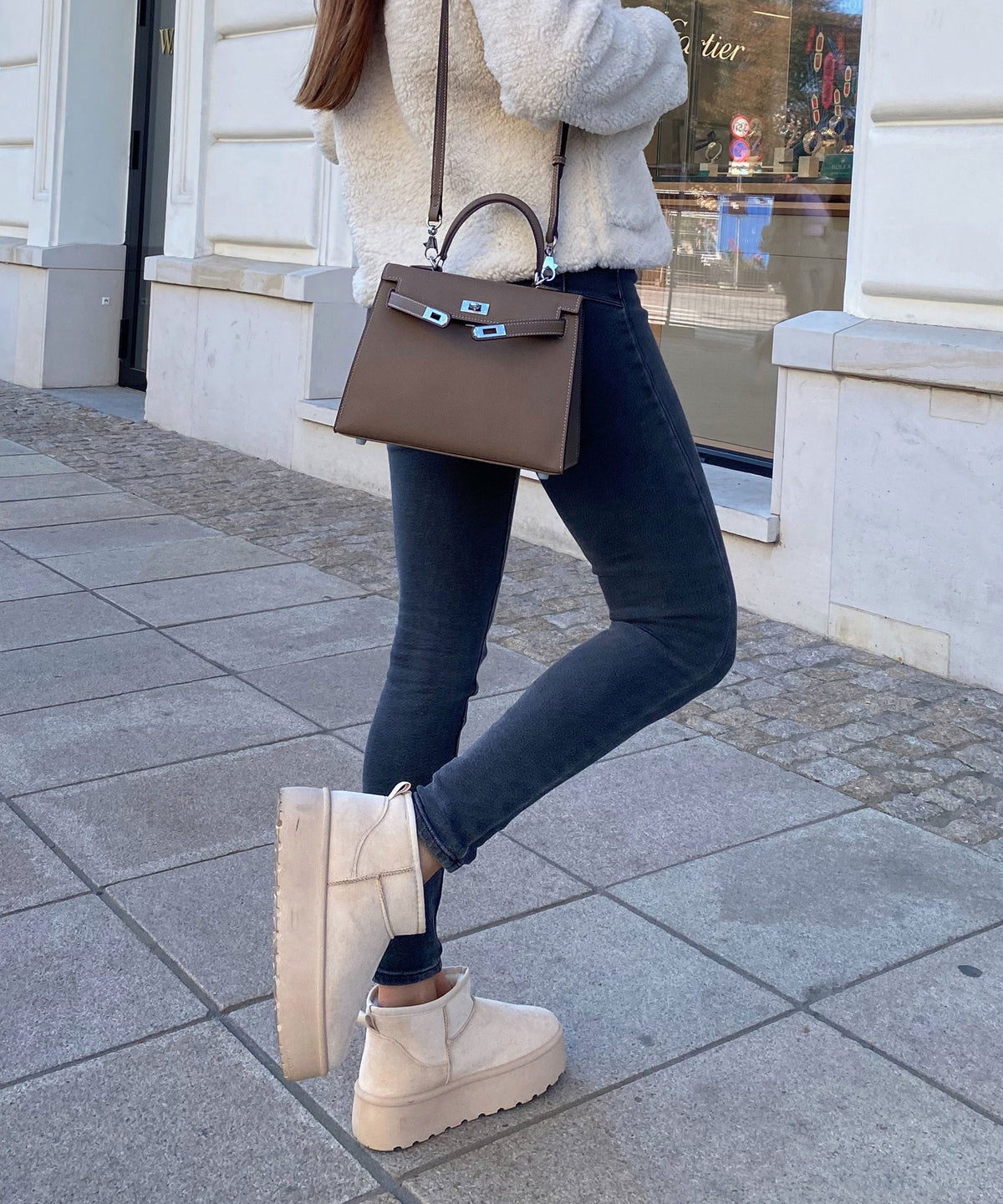 Nina | Stivaletti con plateau foderati beige