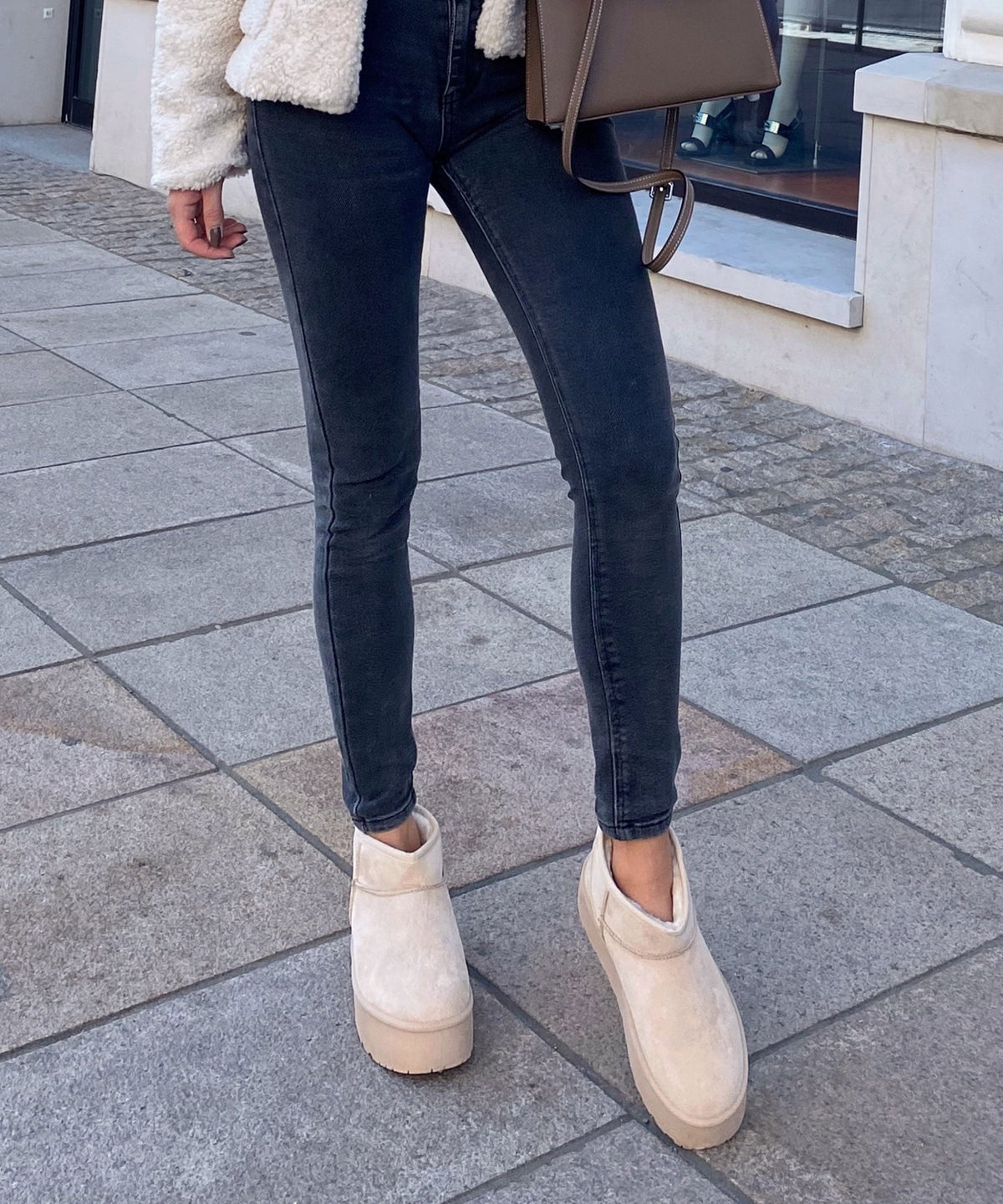 Nina | Stivaletti con plateau foderati beige