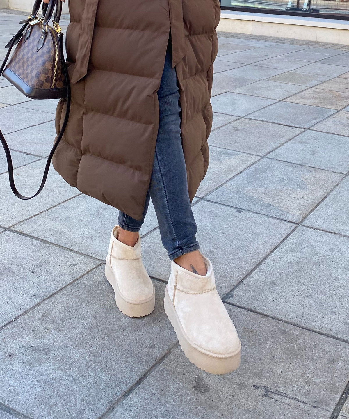 Nina | Stivaletti con plateau foderati beige
