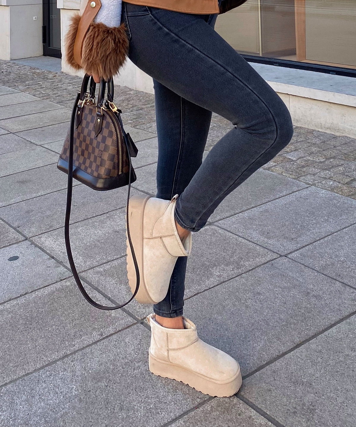 Nina | Stivaletti con plateau foderati beige