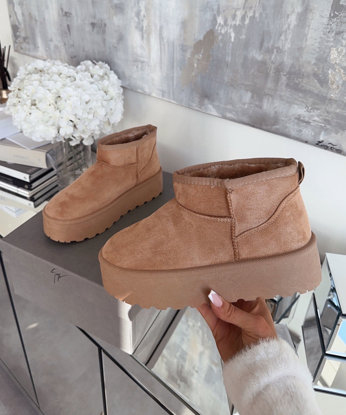 Nina | Stivaletti con plateau foderati cammello