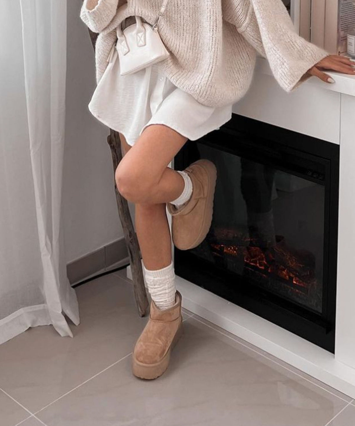 Nina | Stivaletti con plateau foderati cammello