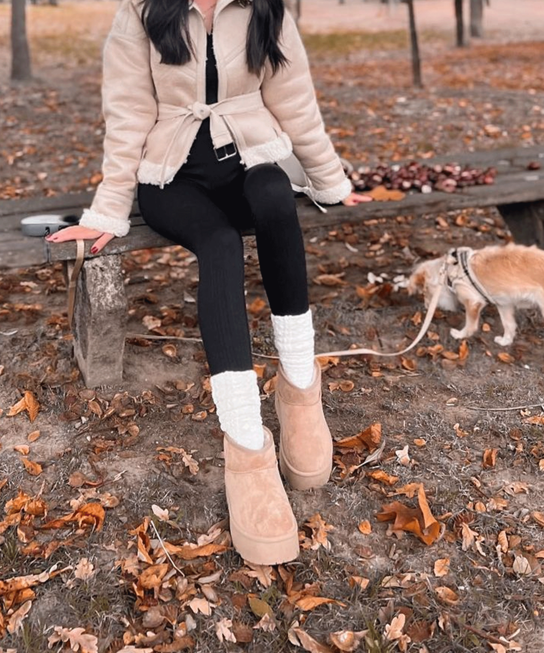 Nina | Stivaletti con plateau foderati cammello