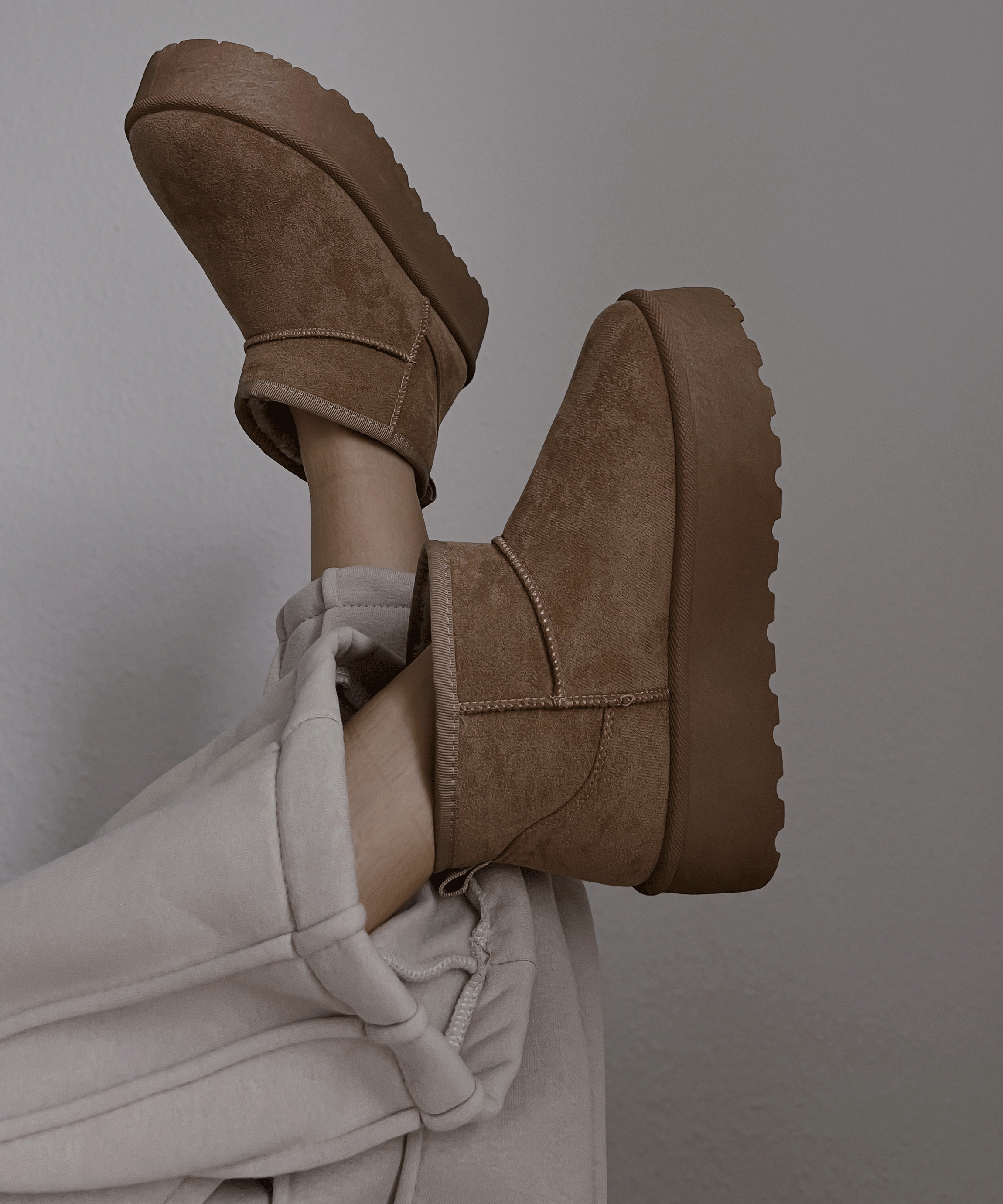 Nina | Stivaletti con plateau foderati cammello