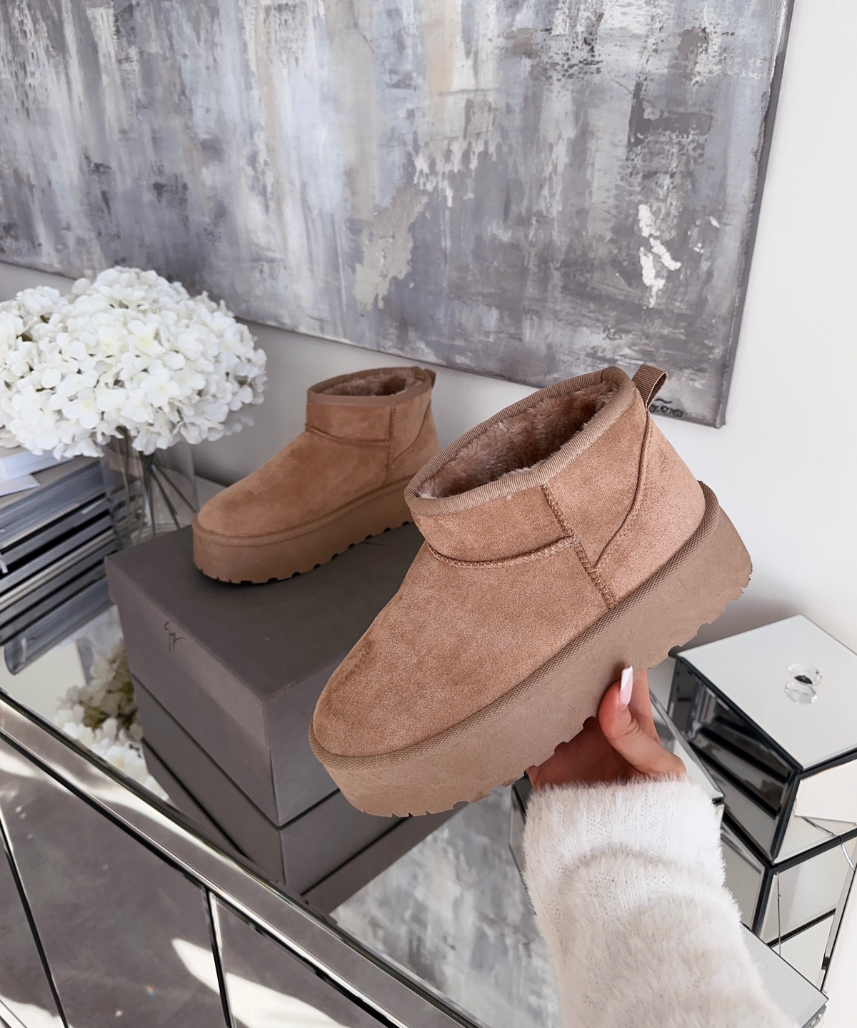 Nina | Stivaletti con plateau foderati cammello