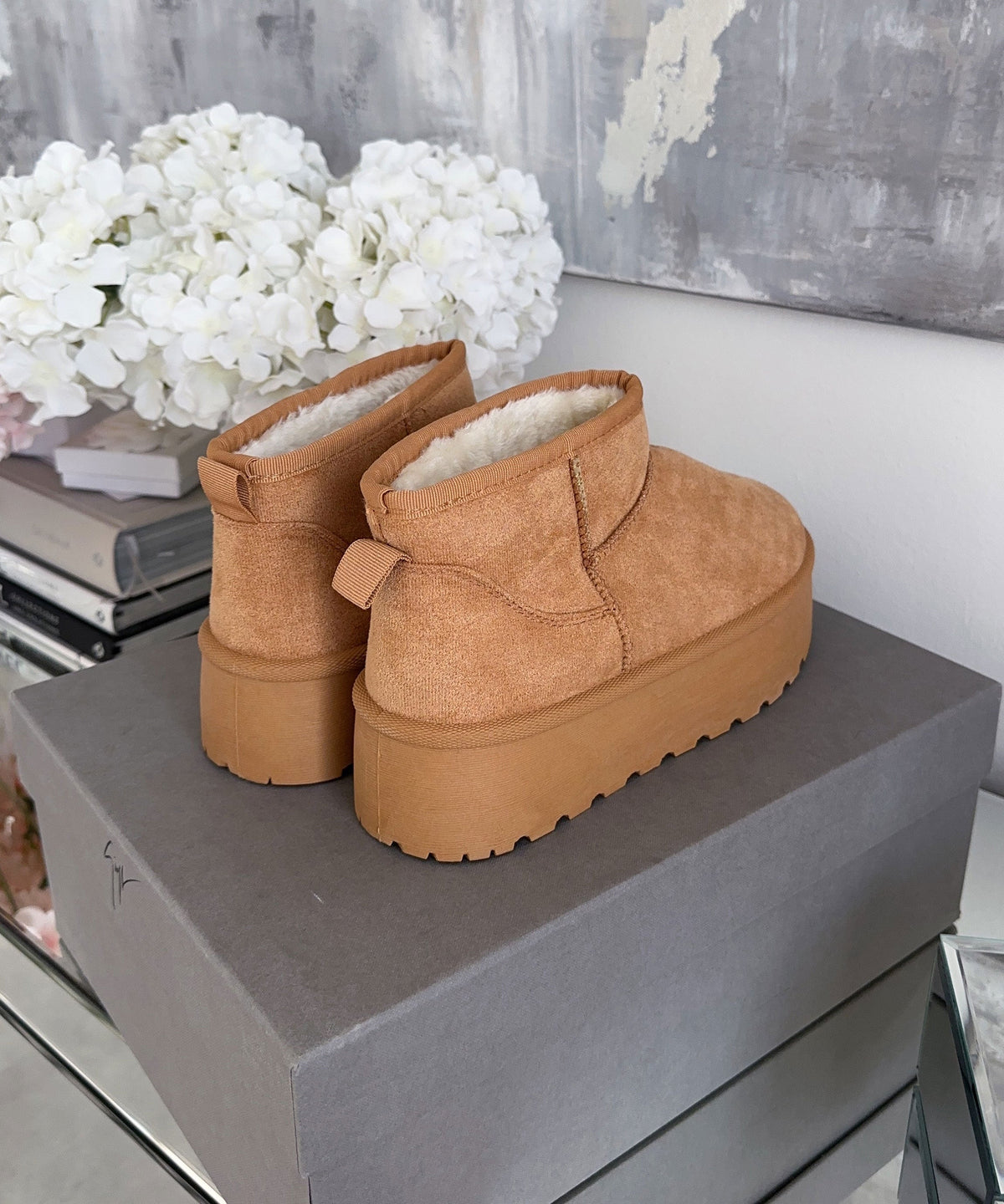 Nina | Stivaletti con plateau foderati castagna